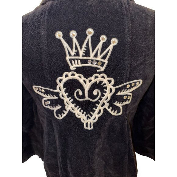 Ivy Jane Black Corduroy Jacket With Embroidered Heart & Crown Back Design Size M - Picture 11 of 12
